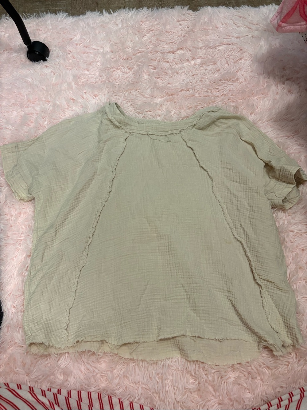 Zenana Outfitters Light Sage Green Short Sleeve Gauze Top